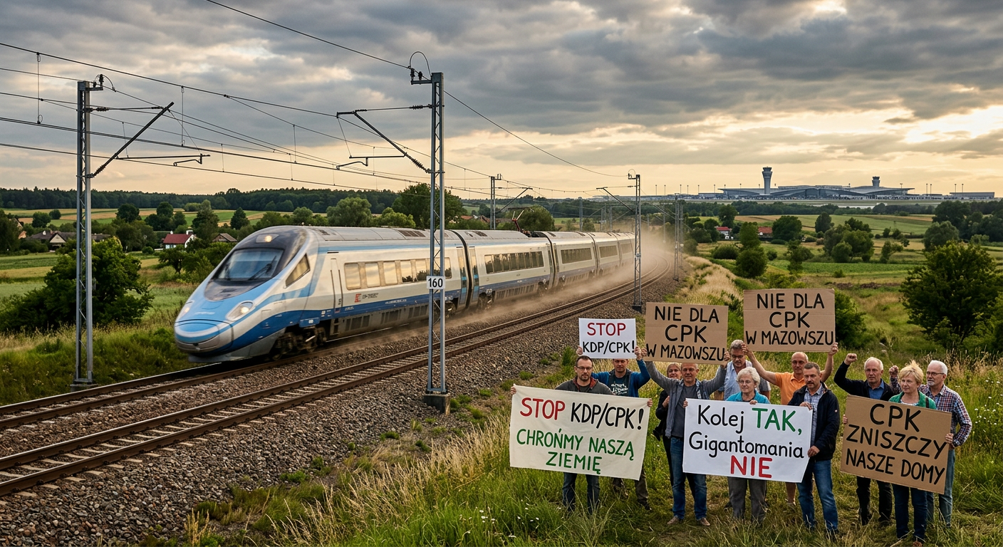 Budowa linii kolejowej do CPK. Mieszkańcy Mazowsza zapowiadają protesty