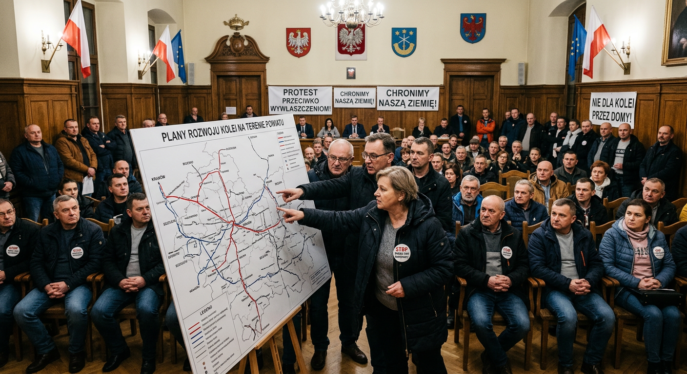 Budowa linii kolejowej do CPK. Mieszkańcy Mazowsza protestują