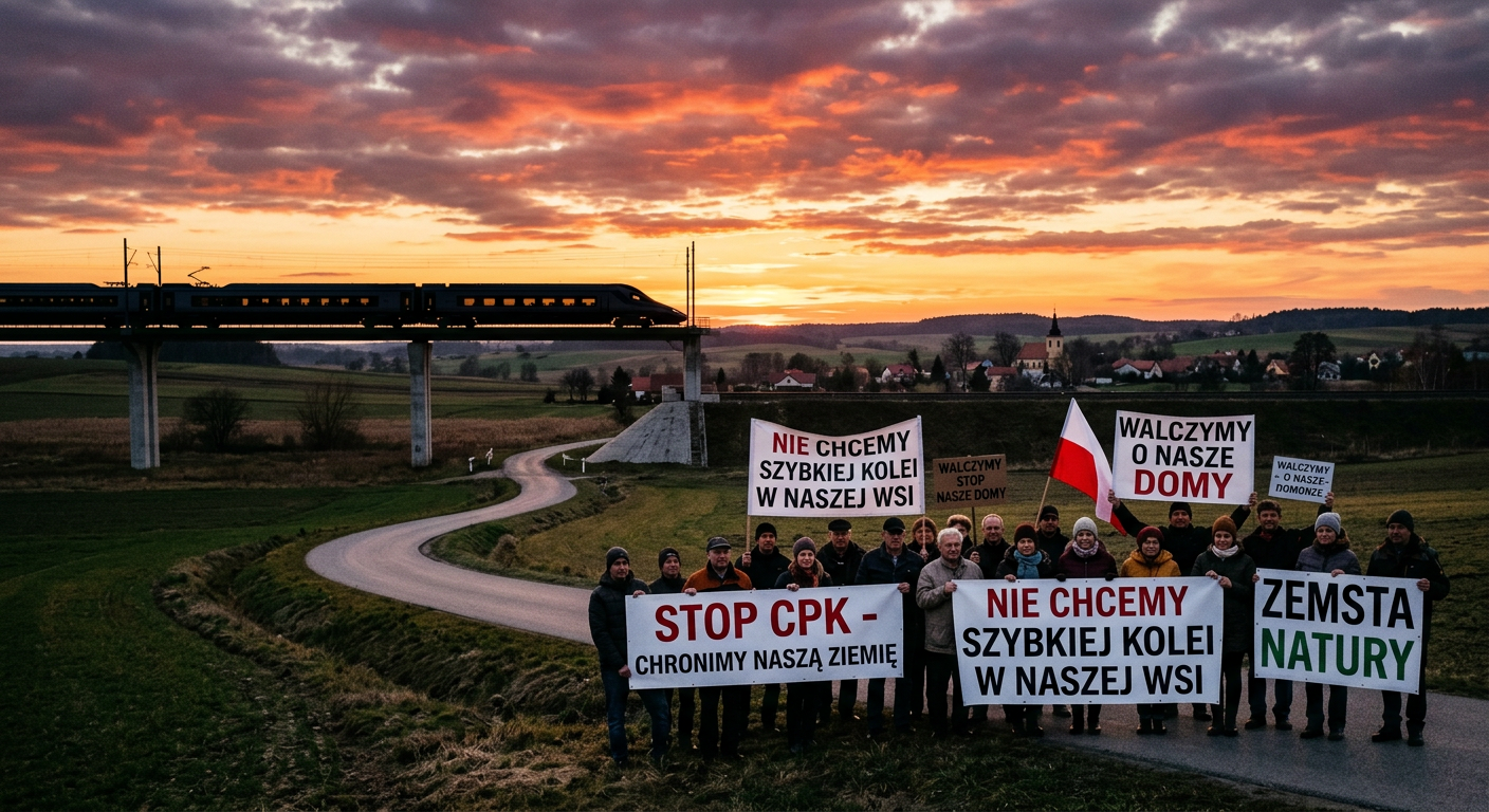 Budowa linii kolejowej do CPK. Mieszkańcy Mazowsza protestują
