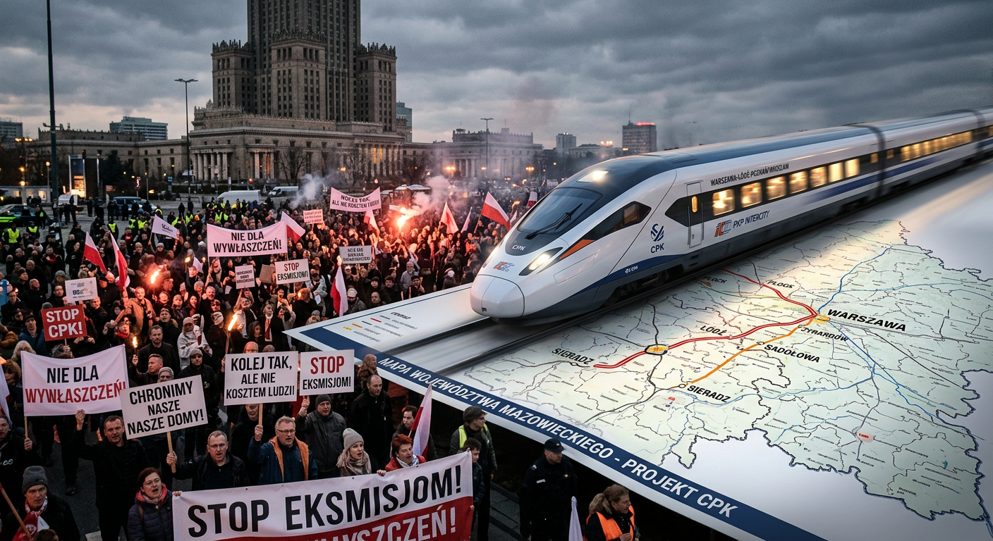 Budowa linii kolejowej do CPK. Mieszkańcy Mazowsza protestują