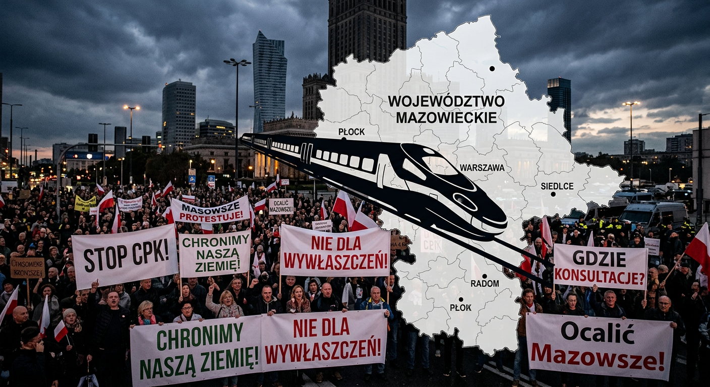 Budowa linii kolejowej do CPK. Mieszkańcy Mazowsza protestują